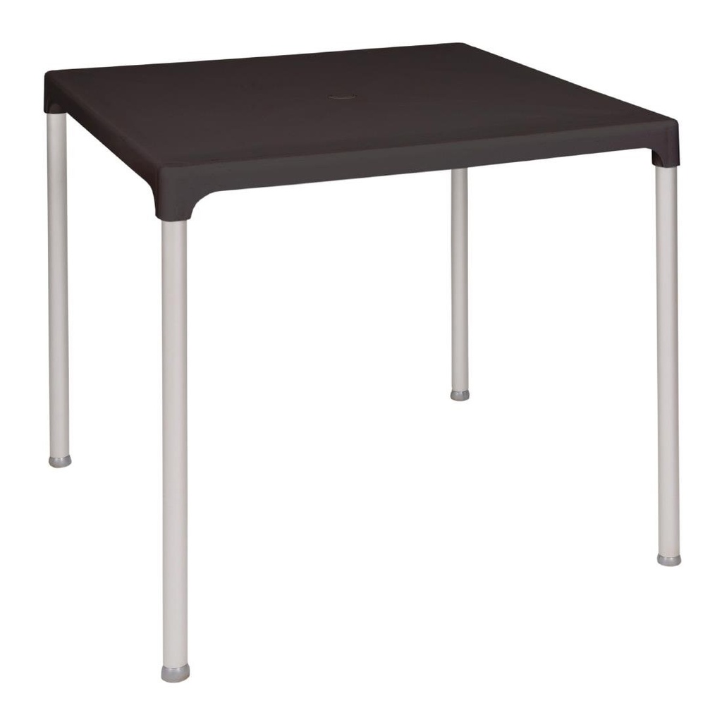 Table carrée avec pieds aluminium Bolero noire 750mm