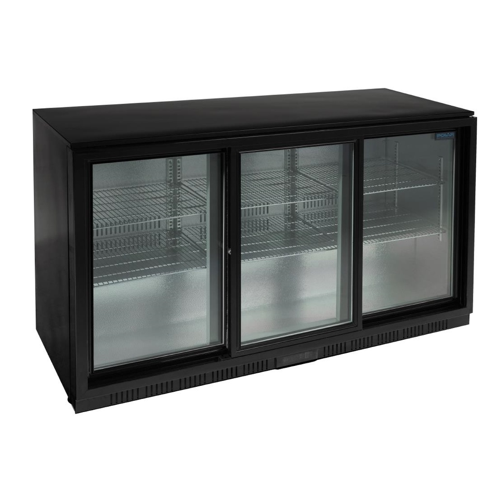 Arrière-bar trois portes coulissantes Polar Série G noir 320L