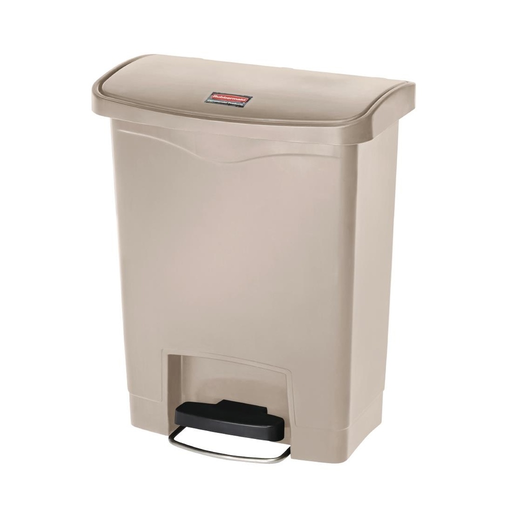 Poubelle à pédale frontale Rubbermaid Slim Jim beige 30L