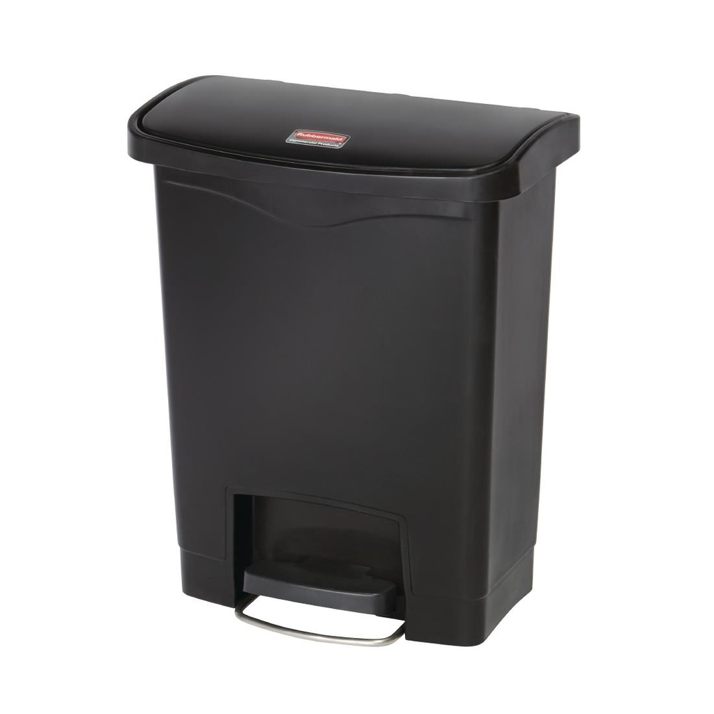 Poubelle à pédale frontale Rubbermaid Slim Jim noire 30L