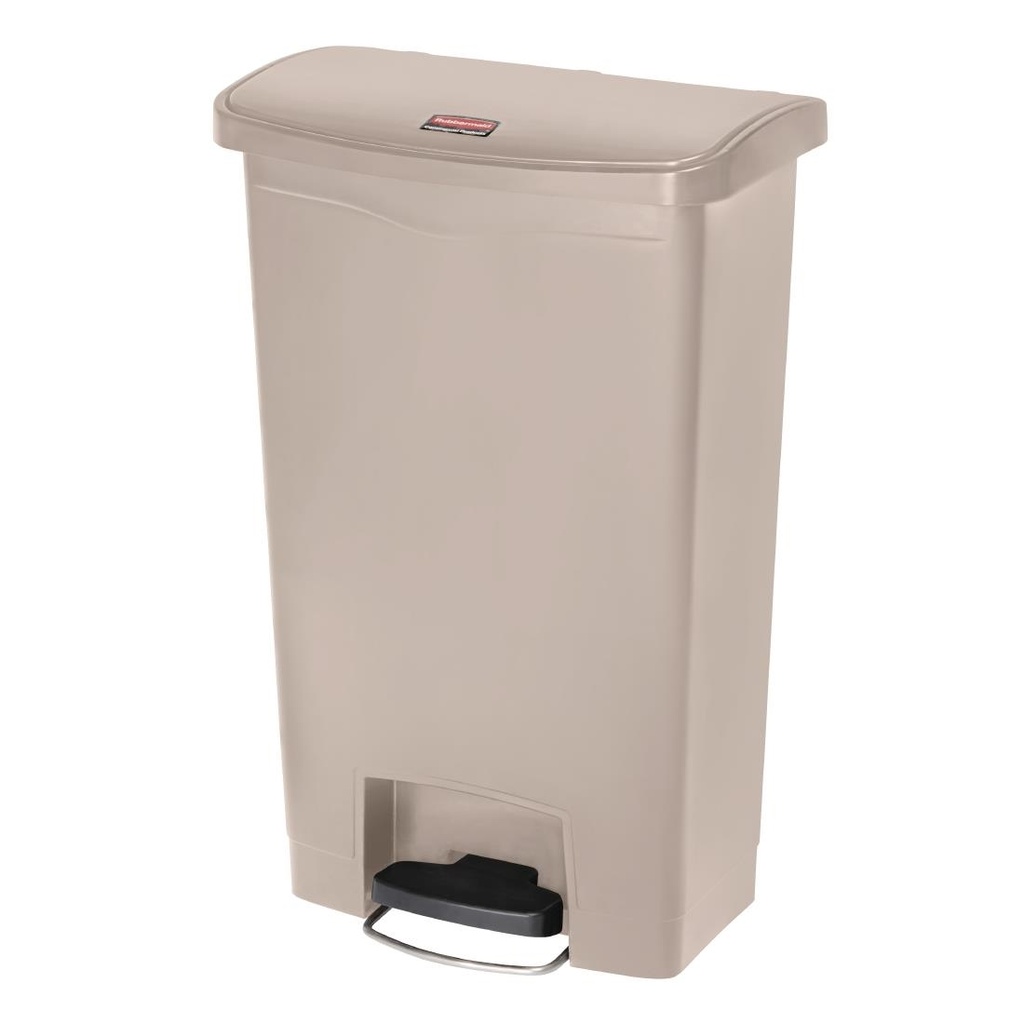 Poubelle à pédale frontale Rubbermaid Slim Jim beige 50L