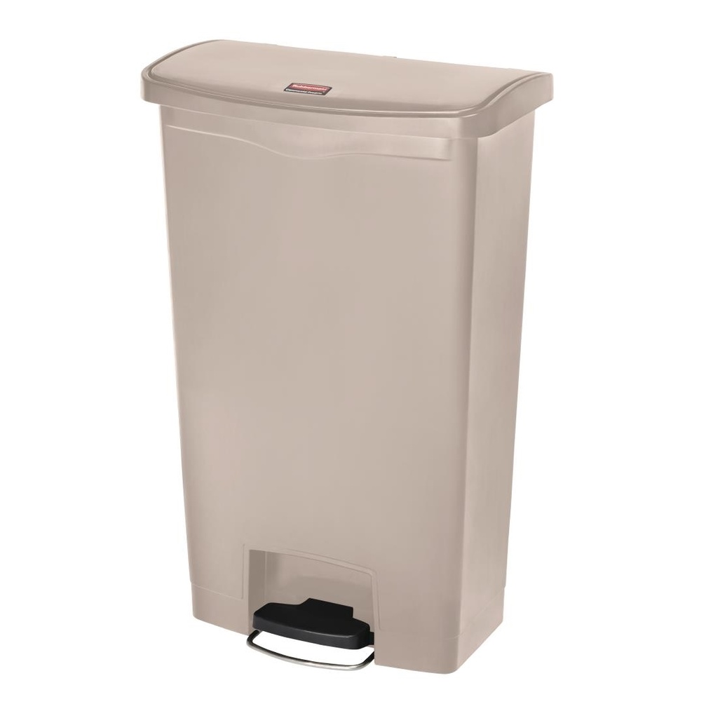 Poubelle à pédale frontale Rubbermaid Slim Jim beige 68L