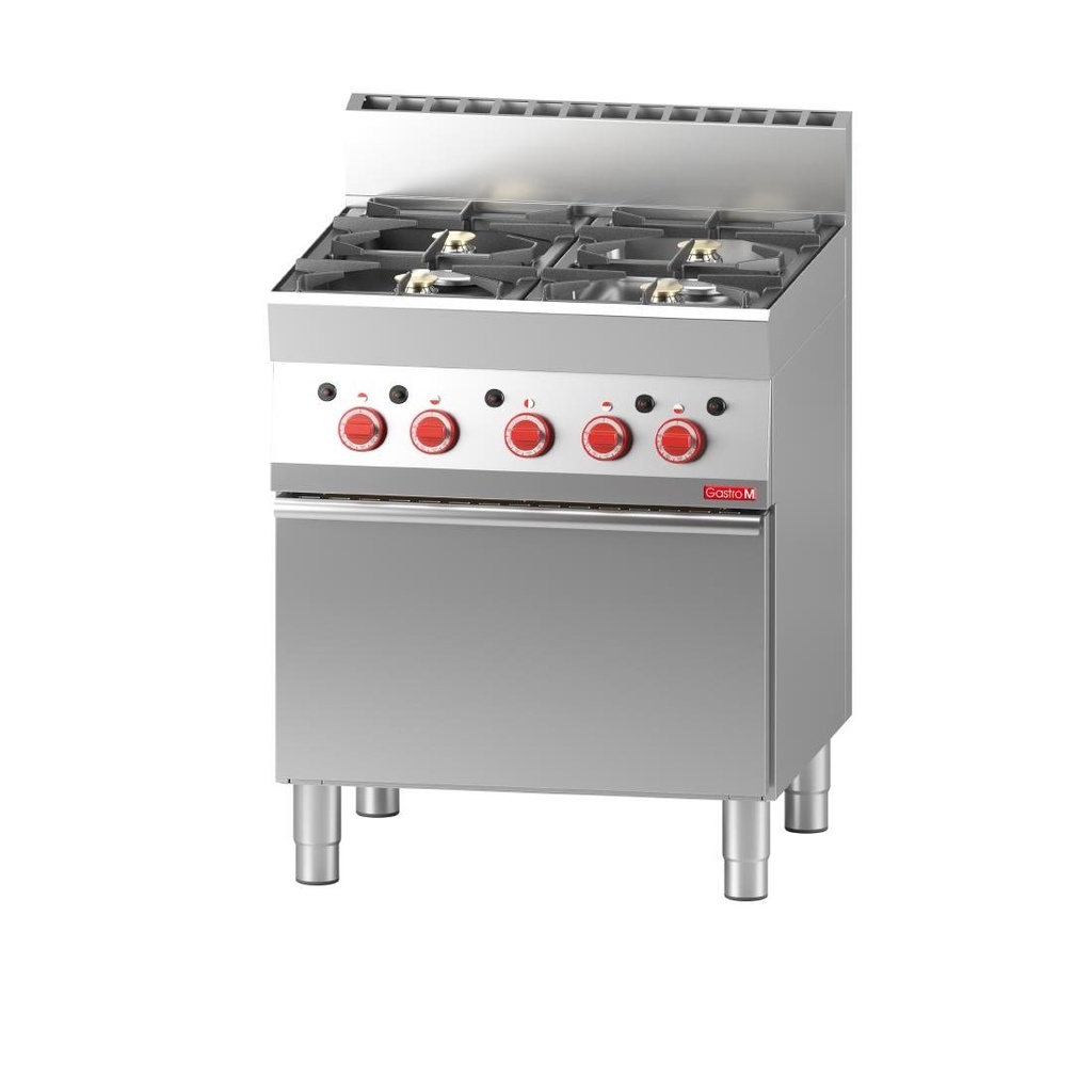 Fourneau 4 feux sur four gaz Gastro M 650 65/70CFG