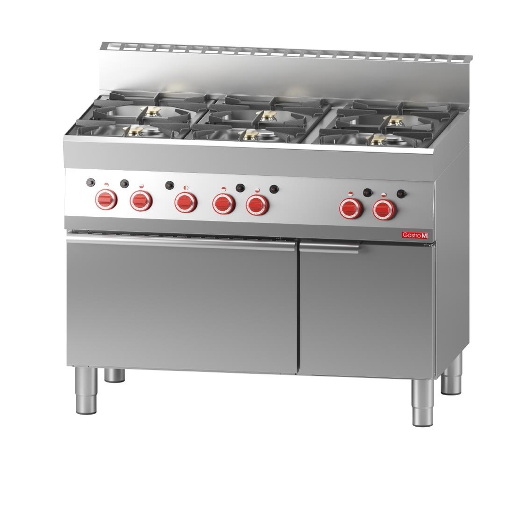 Fourneau 6 feux sur four gaz et placard fermé Gastro M 650 65/110CFG