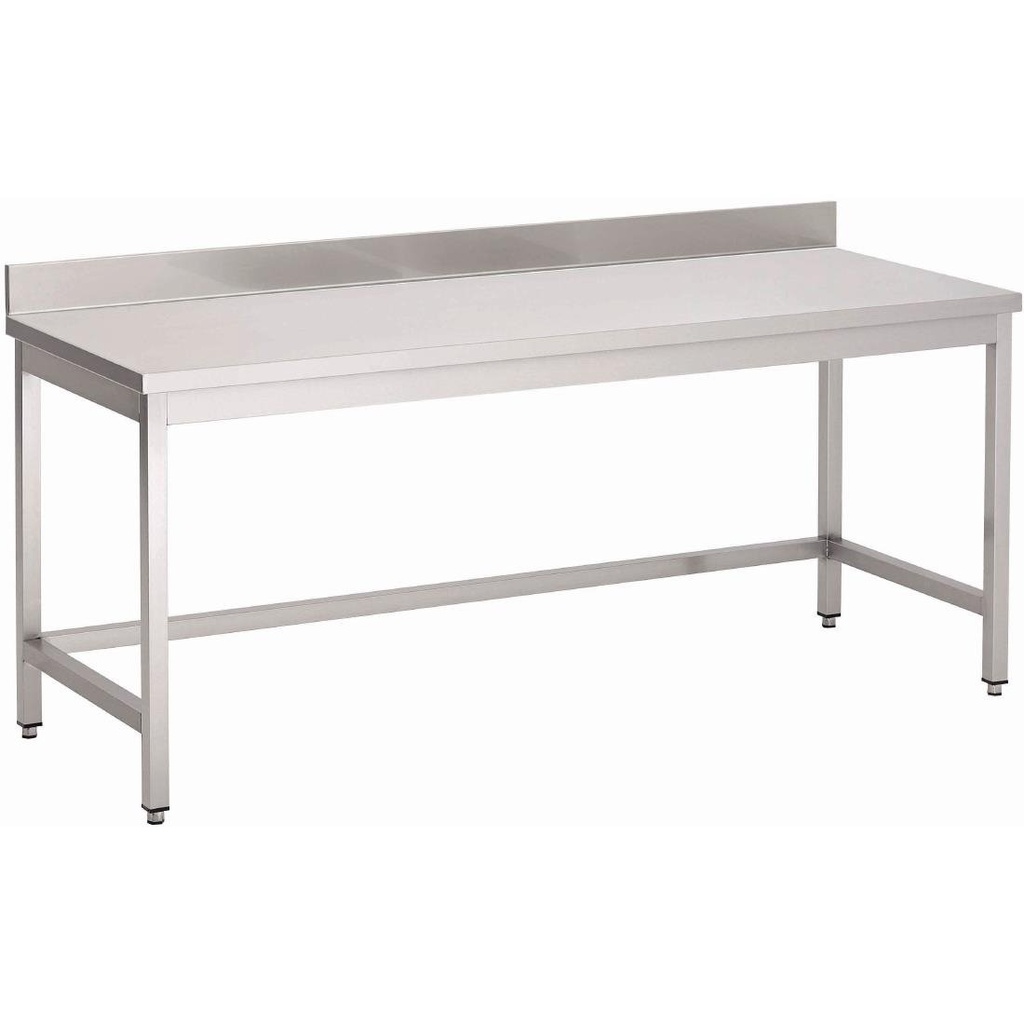 Table inox sans étagère basse avec dosseret Gastro M 2000 x 700 x 850mm