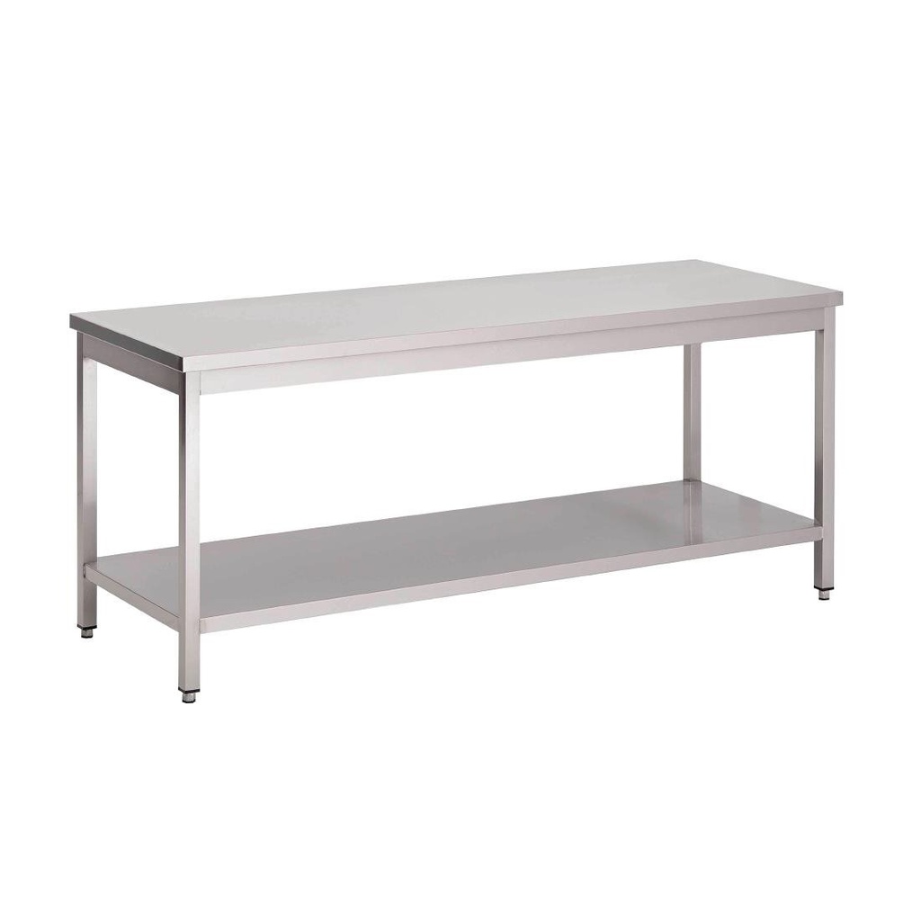 Table inox avec étagère basse Gastro M 700 x 700 x 880mm