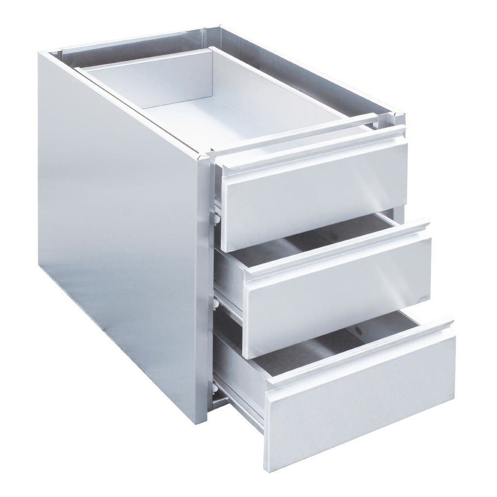 Bloc 3 tiroirs inox à monter sur table Gastro M 450 x 580 x 550mm