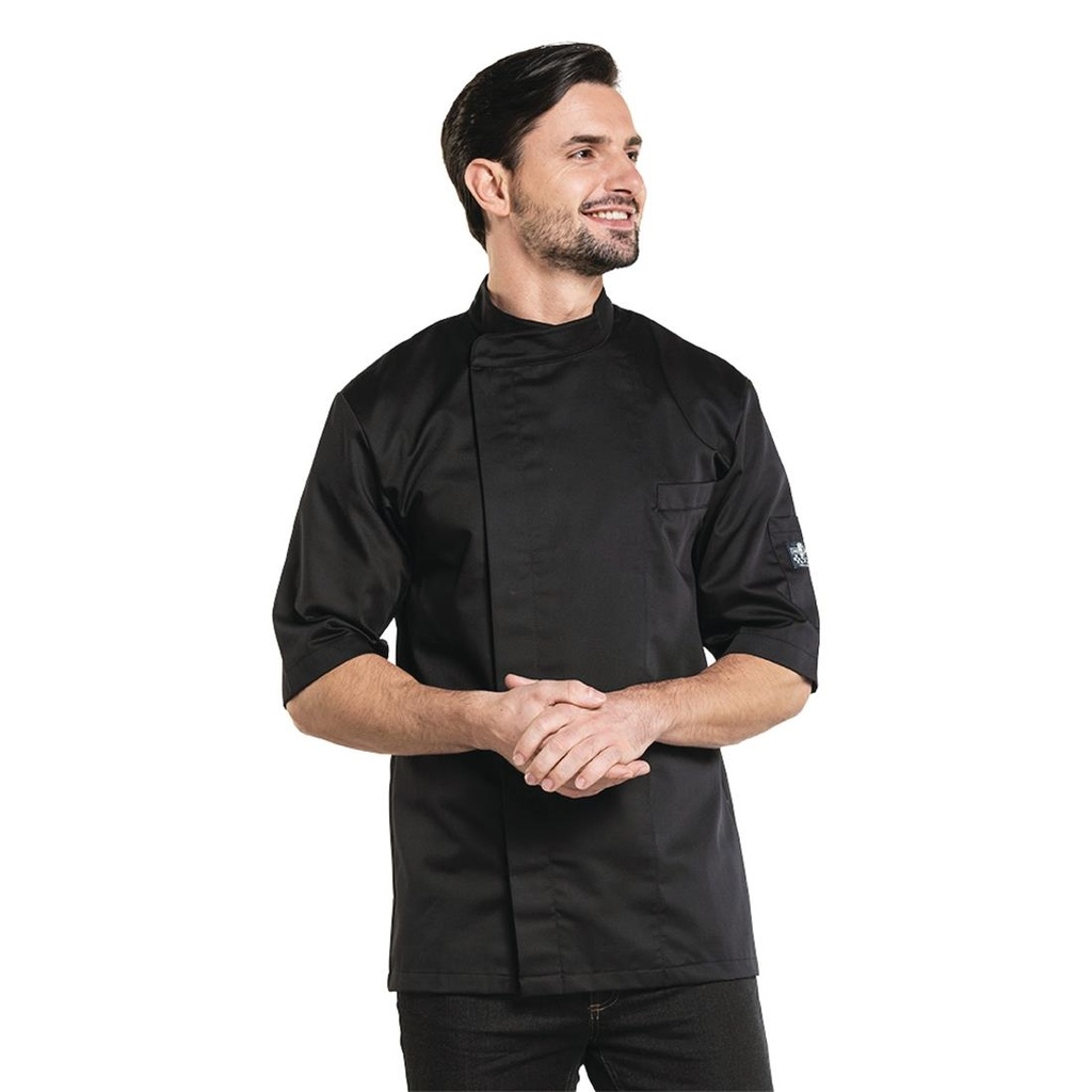 Veste de cuisine manches courtes Chaud Devant Bacio noire L