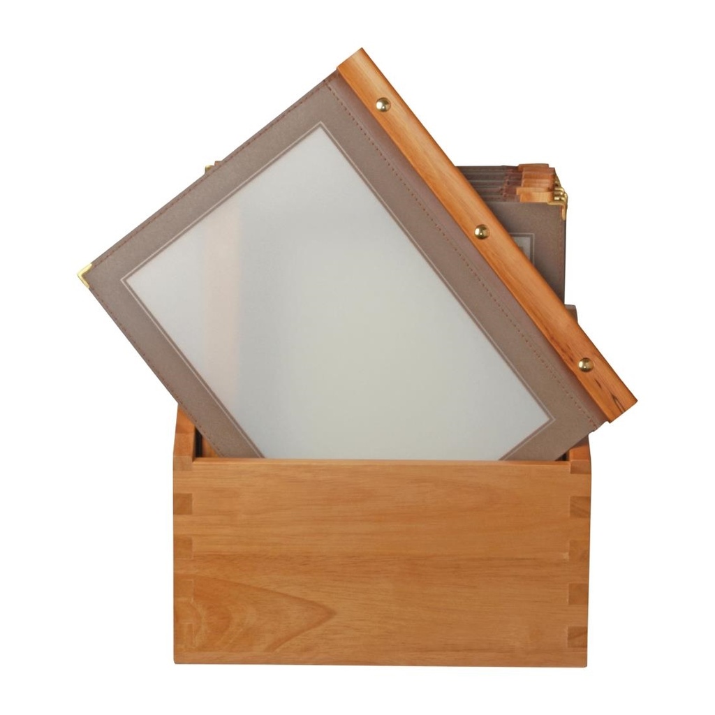 Protège-menus cadre en bois Securit A4 marron (Lot de 20)