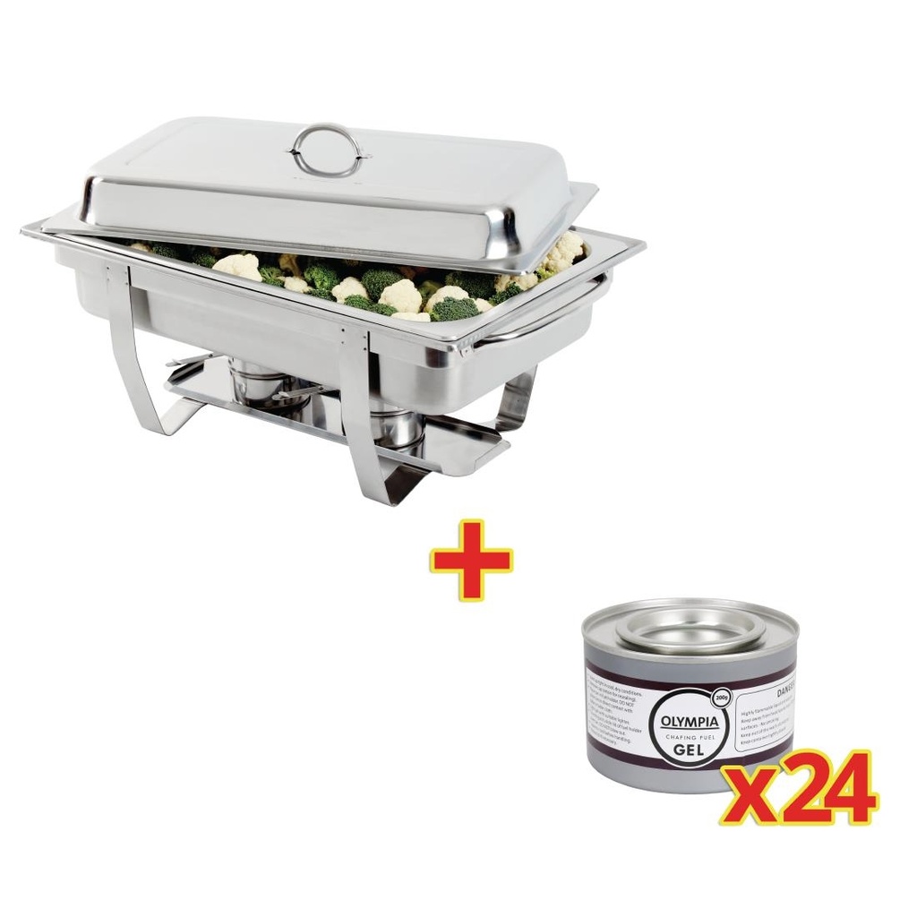 OFFRE SPÉCIALE Chafing dish Milan Olympia GN 1/1 + 24 capsules de gel combustible