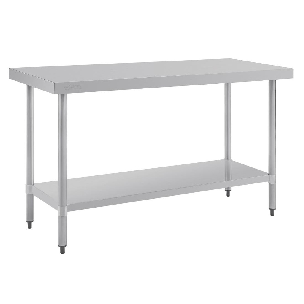 Table de préparation sans rebord en acier inoxydable Vogue 1500 x 600mm