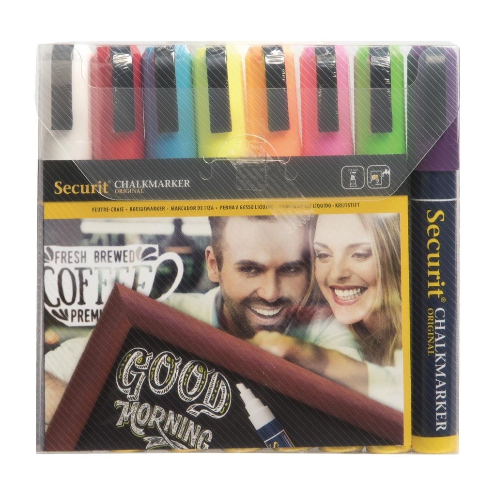 Feutres craie à encre liquide coloris assortis Securit 6mm (lot de 8)