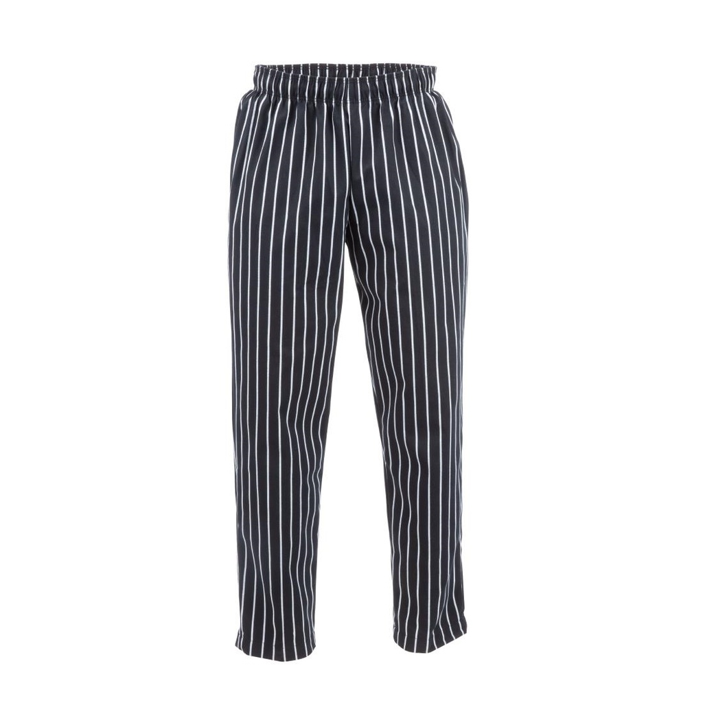 Pantalon de cuisine mixte Baggy Chef Works rayé noir et blanc L