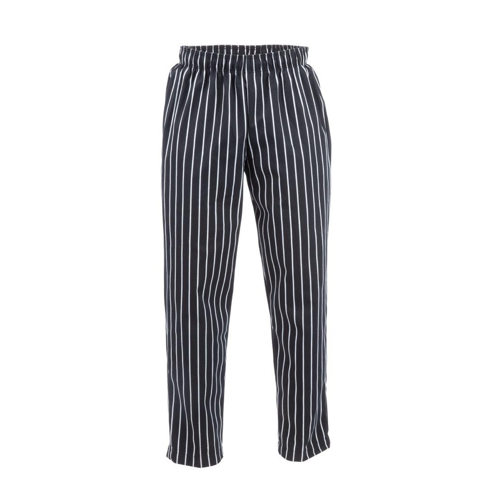 Pantalon de cuisine mixte Baggy Chef Works rayé noir et blanc M