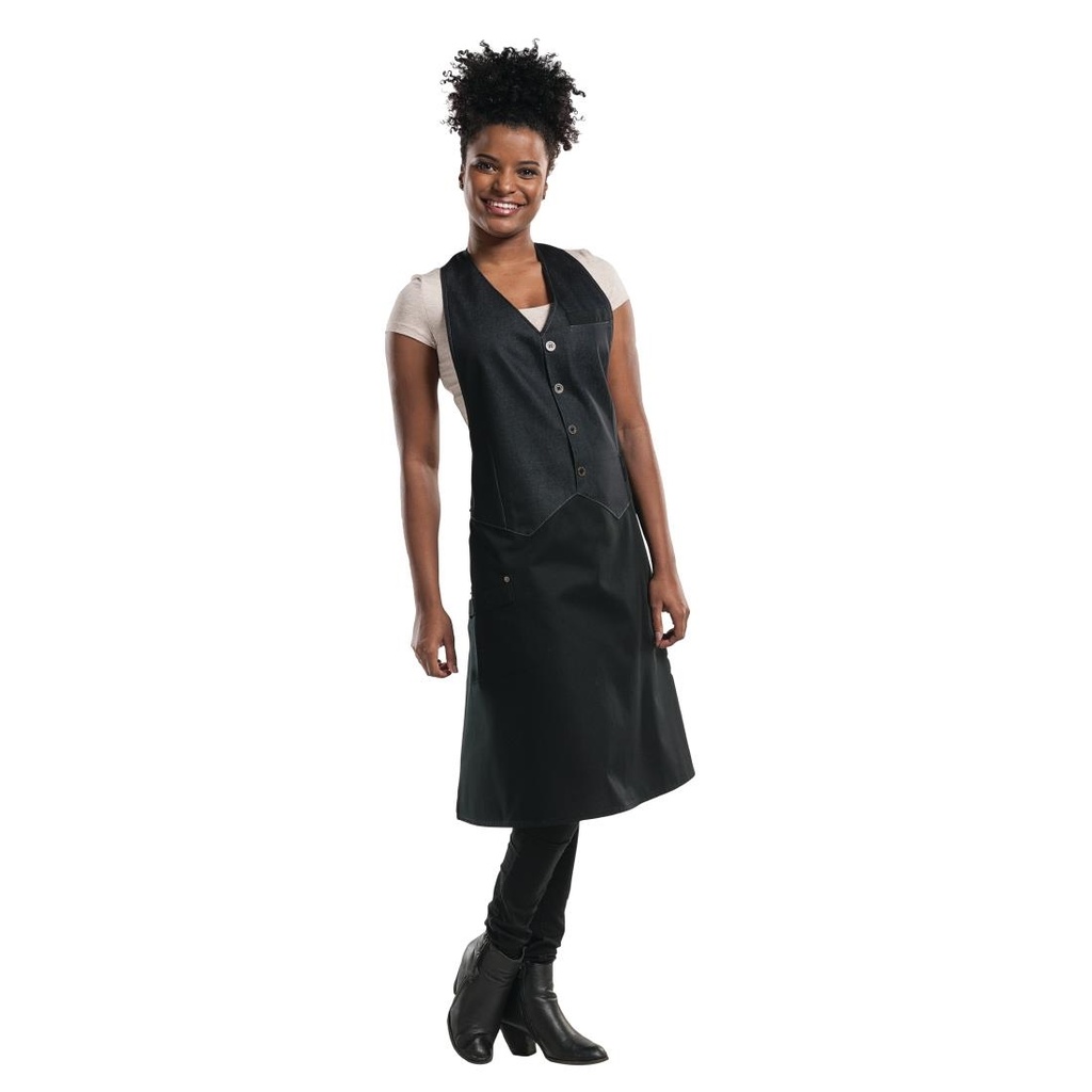 Tablier bavette Chaud Devant Barista Black Denim noir