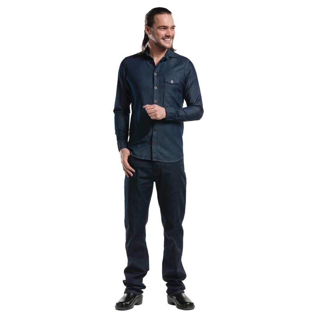 Chemise homme denim stretch Chaud Devant bleue 3XL