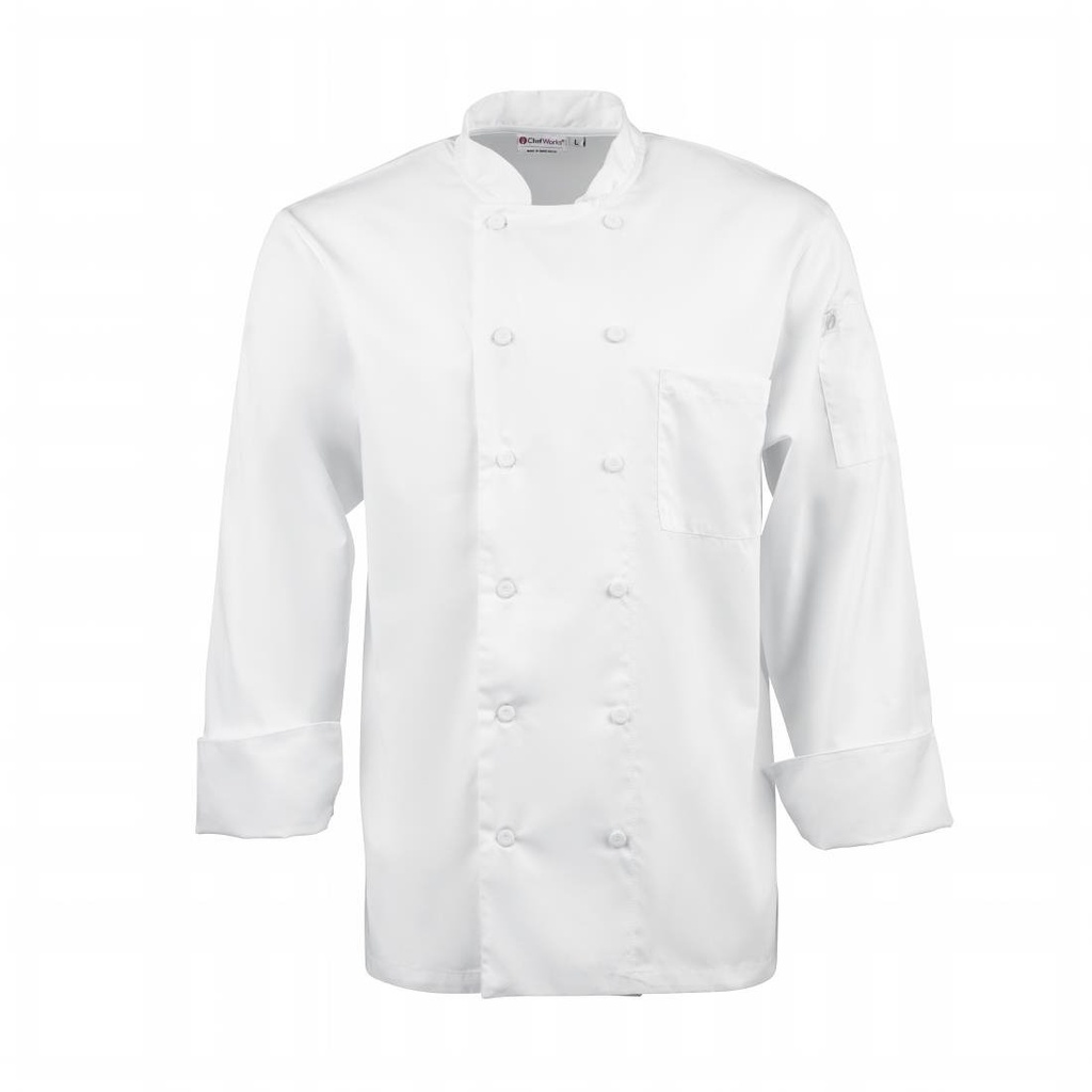 Veste de cuisine mixte blanche à manches longues Chef Works Calgary Cool Vents S