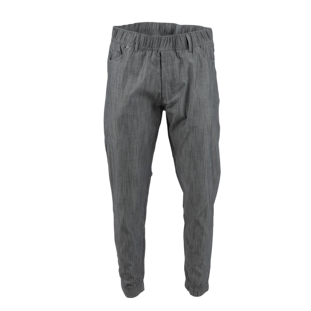 Pantalon de cuisine Works Urban Jogger 257 à fines rayures noires et blanches M