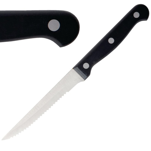 [C134] Couteaux à viande Olympia manche noir (Lot de 12)
