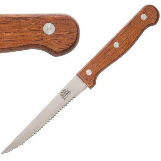 [C136] Couteaux à viande Olympia manche en bois (Lot de 12)