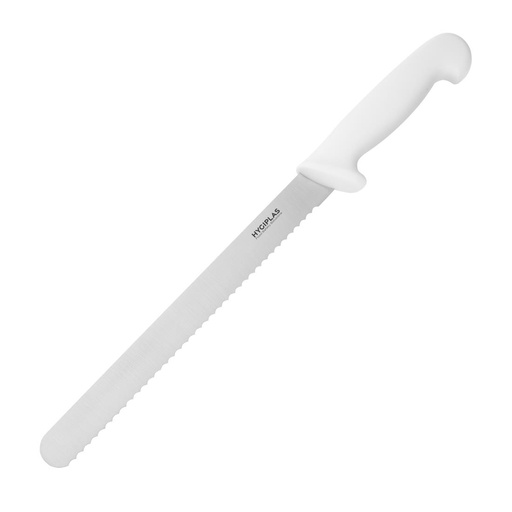 [C883] Couteau à trancher denté Hygiplas blanc 255mm