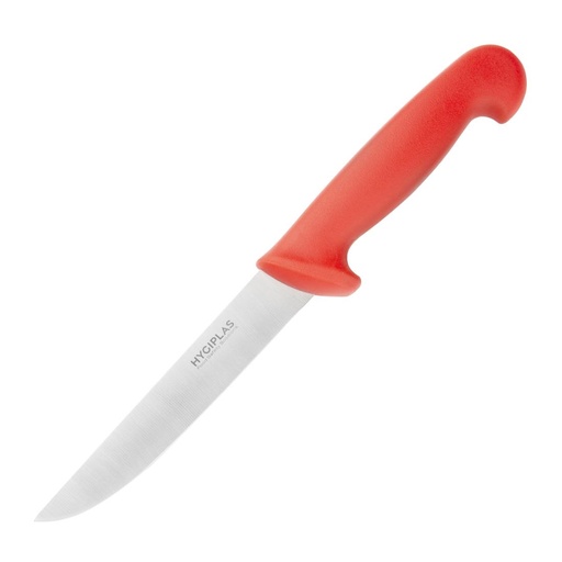 [C890] Couteau à désosser à lame rigide Hygiplas rouge 150mm