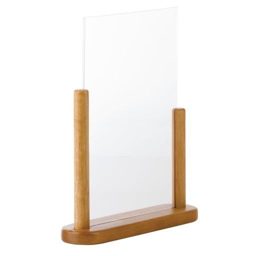 [CE409] Porte-menu de table acrylique avec support en bois Securit teck A4