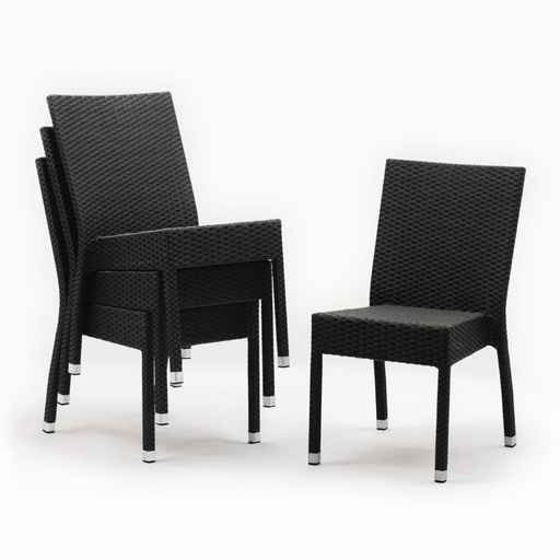 [CF159] Chaises en rotin PE Bolero anthracite (Lot de 4)