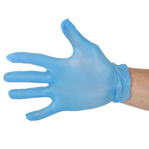 [CF403-M] Gants alimentaires en vinyle non poudrés Hygiplas bleus M (Lot de 100)