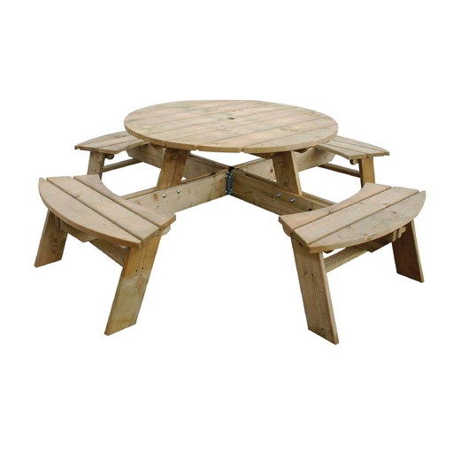 [CG097] Table de pique-nique en bois ronde Rowlinson 2000mm