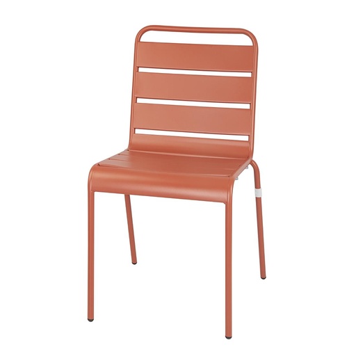 [CK063] Chaises à lattes en acier Bolero terracotta (lot de 4)