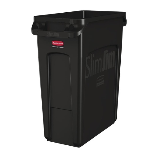 [CP652] Collecteur de recyclage avec conduits d'aération Rubbermaid Slim Jim noir 60L