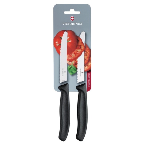 [CU553] Couteaux à tomates et de table dentés Victorinox 11cm noirs (lot de 2)