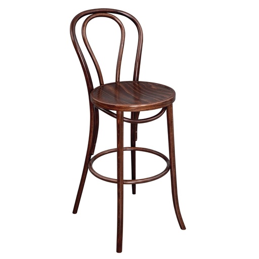 [CW012] Tabouret haut bistro en bois courbé Fameg noyer