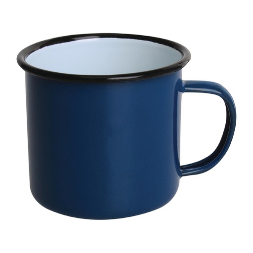 [DC394] Mugs en acier émaillé bleu et noir Olympia 350ml