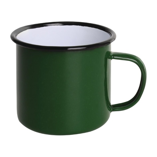 [DC396] Mugs en acier émaillé vert et noir Olympia 350ml