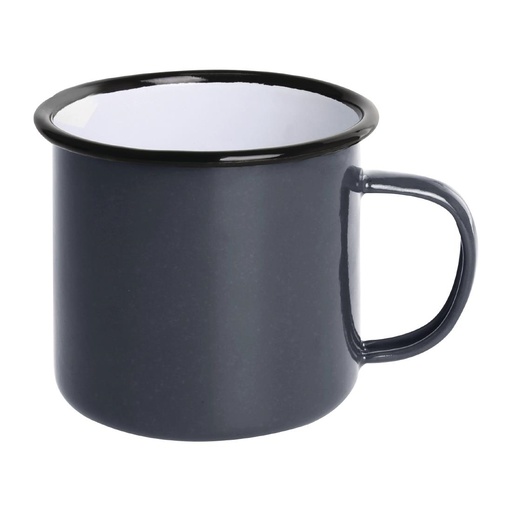 [DC397] Mugs en acier émaillé gris et noir Olympia 350ml