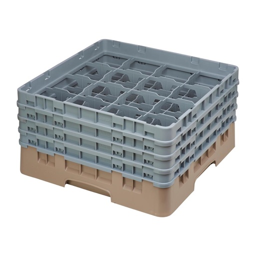 [DE784] Casier à verres 16 compartiments Camrack Cambro beige hauteur max 215mm