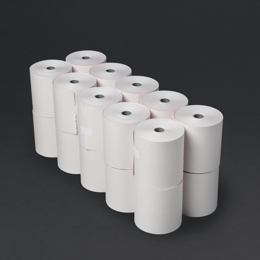 [DK595] Rouleaux de caisse non thermiques 2 plis blanc et rose Fiesta 76 x 71mm (lot de 20)