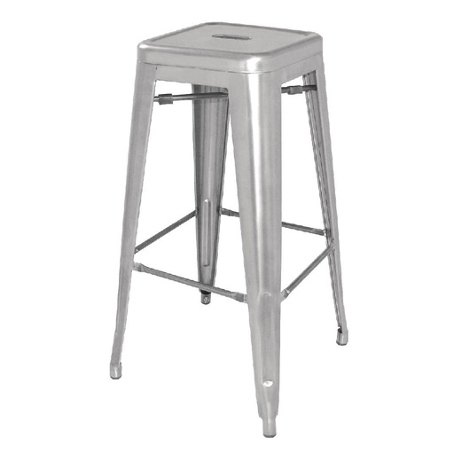 [DL876] Tabourets hauts en acier galvanisé Bolero Bistro gris argenté (lot de 4)