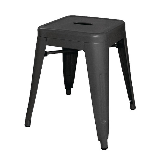 [DL880] Tabourets bas en acier noirs Bolero Bistro (lot de 4)