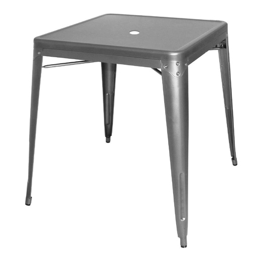 [DM904] Table carrée en acier gris métallisé Bolero Bistro 668mm
