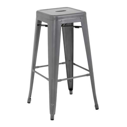 [DM934] Tabourets hauts en acier galvanisé Bolero Bistro gris métalisé (lot de 4)