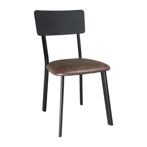 [DR301] Chaises en metal assise PU moka vintage Bolero (lot de 4)