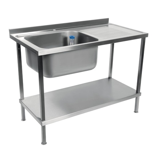 [DR380] Plonge inox soudée cuve à droite égouttoir à gauche Holmes 1000mm