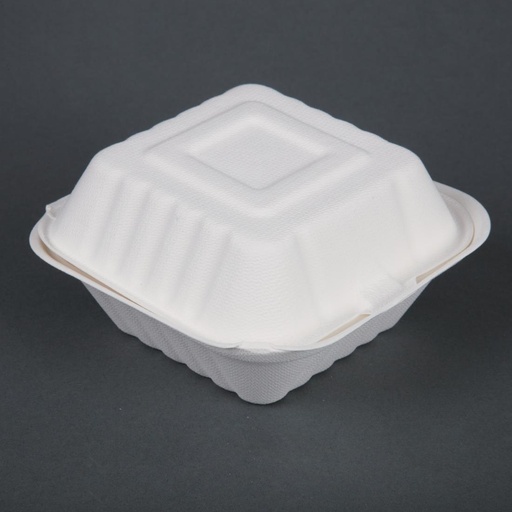 [DW246] Boîtes à hamburger en bagasse Fiesta Compostable 152mm (Lot de 500)