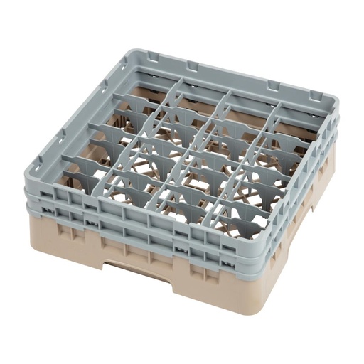 [DW551] Casier à verres 16 compartiments Camrack Cambro beige hauteur max 133mm