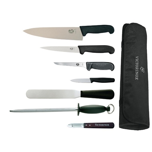[F221] Ensemble de couteaux Victorinox Hygiplas et Vogue avec couteau chef 21,5cm et étui 