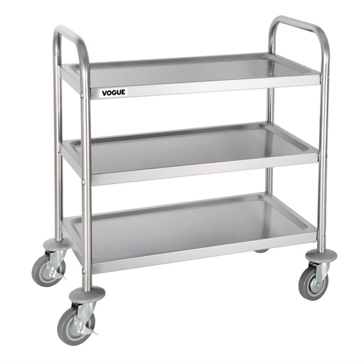 [F993] Chariot de débarrassage inox 3 niveaux petite taille Vogue