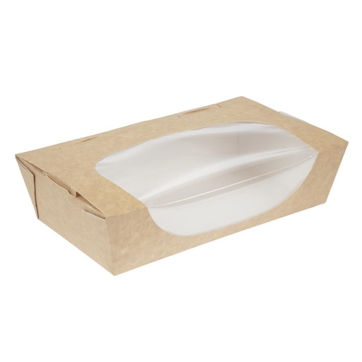 [FA372] Barquettes à salade kraft recyclables avec fenêtre 1000ml (lot de 200)